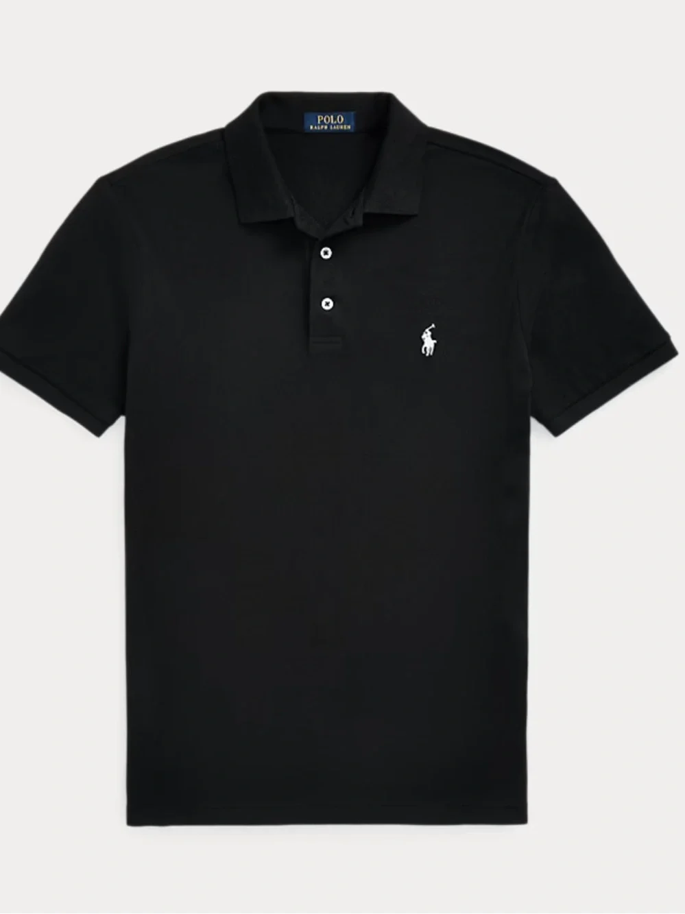 Polo Ralph Lauren Mens Polo Shirt Custom Slim Fit Black Knit Cotton Black $118